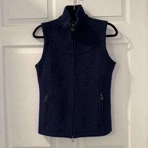 Ibex Women's BLUE 100% Wool Vest Size Small Made in USA
